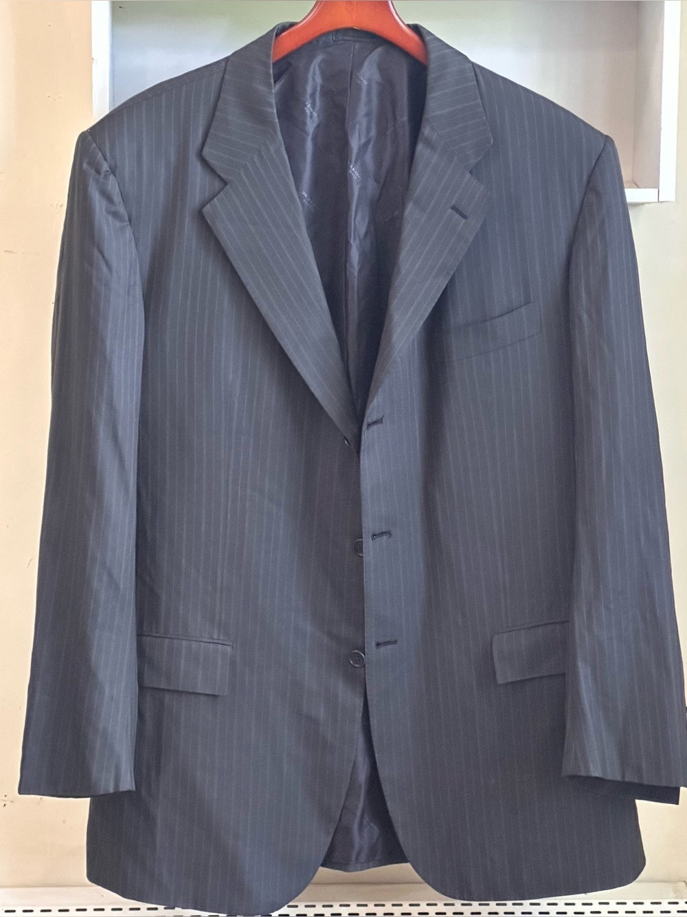Kiton Napoli 14 Micron Charcoal Pinstripe Men’s Sports Coat Blazer Size 48 L